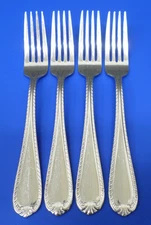 4 - Reed & Barton DOMAIN Glossy Rope Edge 18/10 Stainless Flatware DINNER FORKS