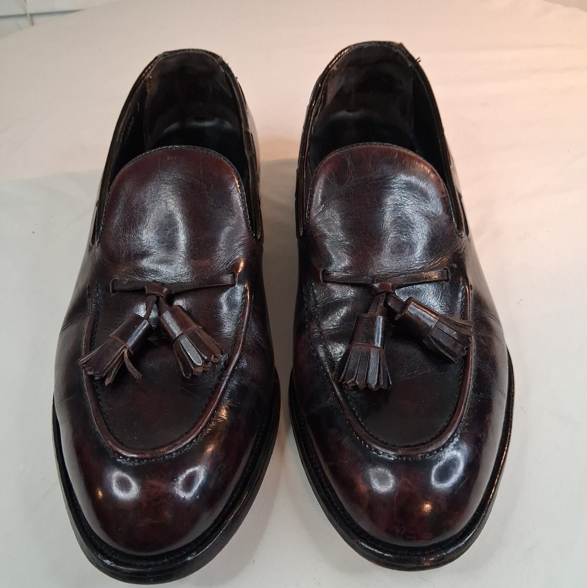 Vintage Footjoy Classics Burgundy Calf Skin Leather Tassel Loafers Size 9 1/2D View 3