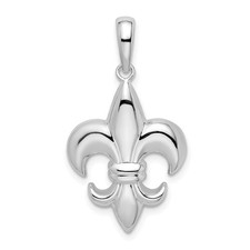 Sterling Silver Rhodium-Plated Polished Medium Fleur de Lis Pendant 1.71 g