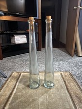 Tall Glass Bottles with Cork Stoppers Set of 2