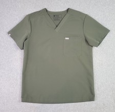 Figs Leon Scrub Top Men's Med Short Sleeve Moss Green Techincal Collection