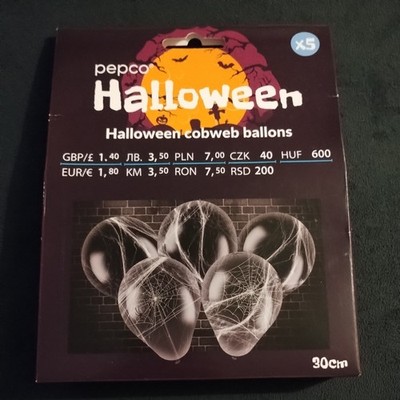 5 Stück Halloween schwarze Spinnennetz Luftballons. Party/Trick/Leckerli/Gruselig/Deko/Gruselig