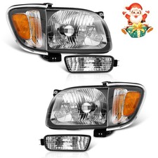 Pair Headlights Assembly For 2001-2004 Toyota Tacoma Chrome Lamps Bumper Lights