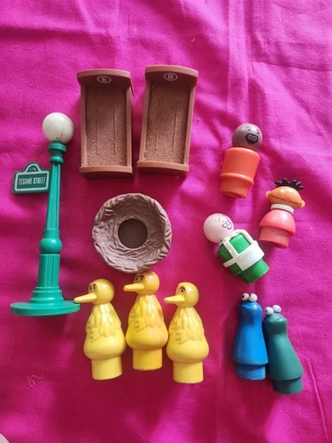 VTG Fisher-Price Sesame Street Little People Ernie Cookie Gordon Bird LOT