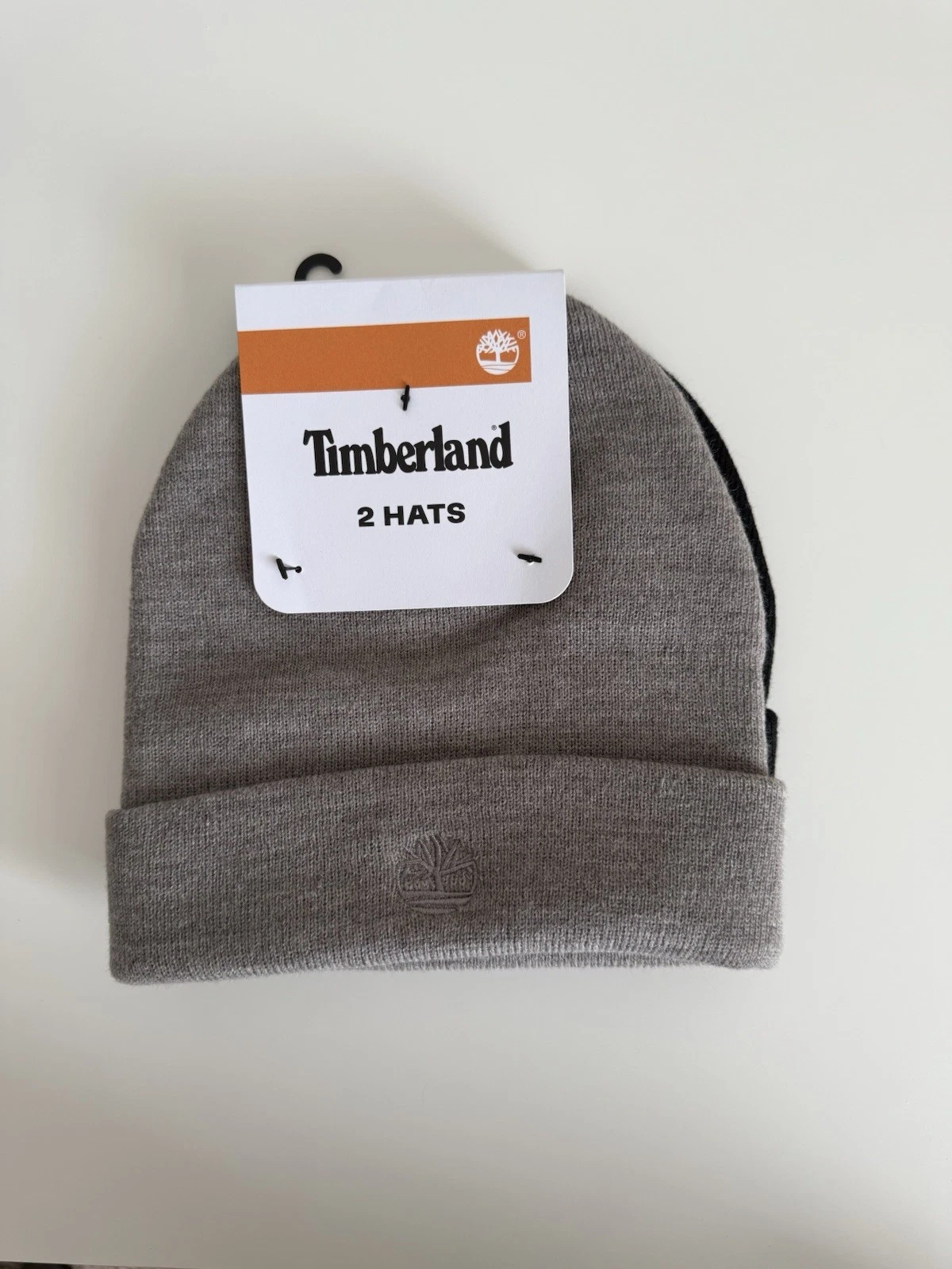 Timberland Men’s Beanie Hat 2 Pack Gray & Black Knit Winter Hats New with Tag