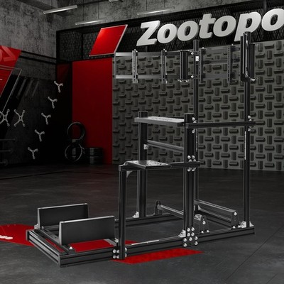 Zootopo 3060 Aluminium Racing Simulator Cockpit mit Triple TV Stand Fit Logitech