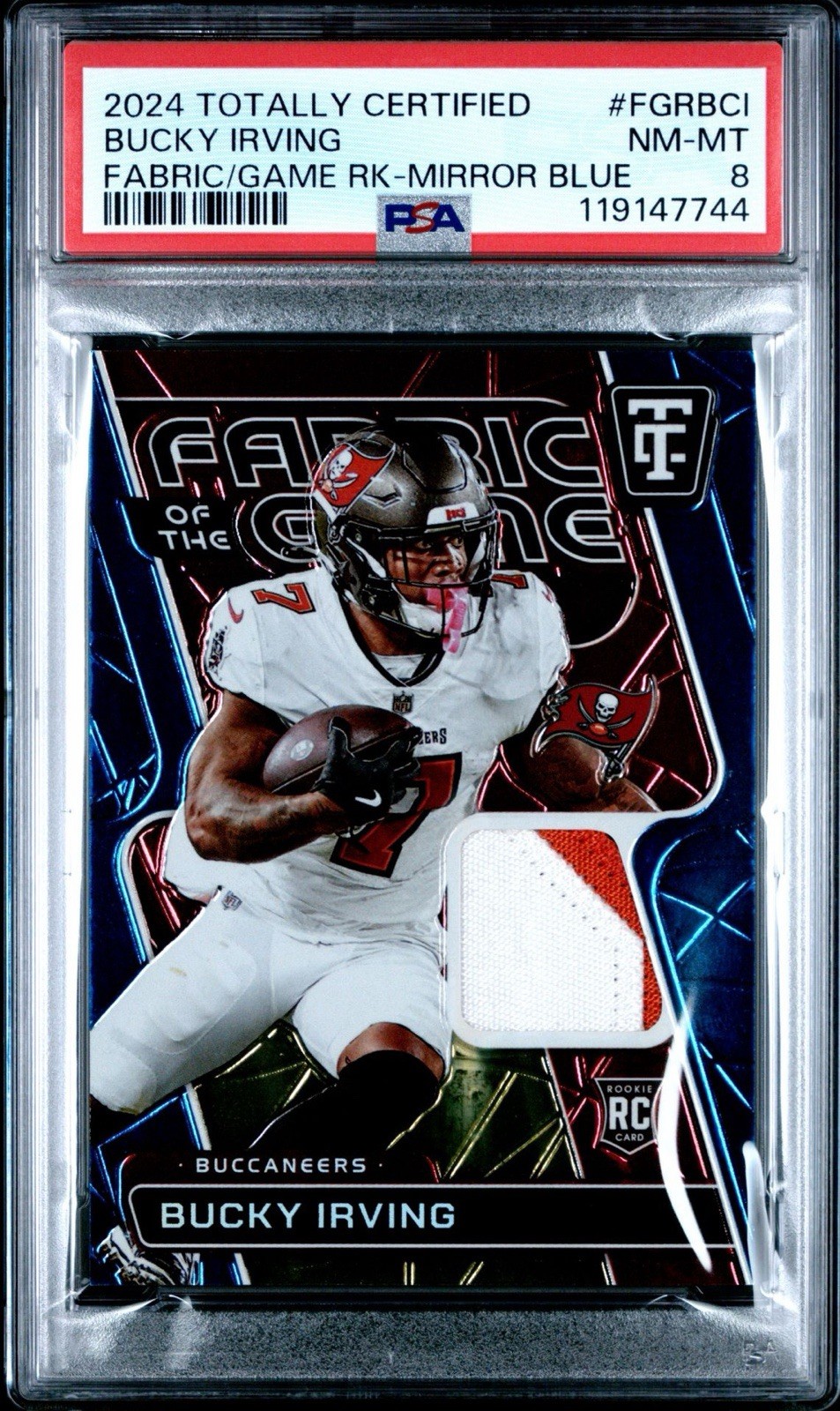 Bucky Irving Panini Totally Certified Fabric of the Game Rookies #FGRBCI Mirror Blue