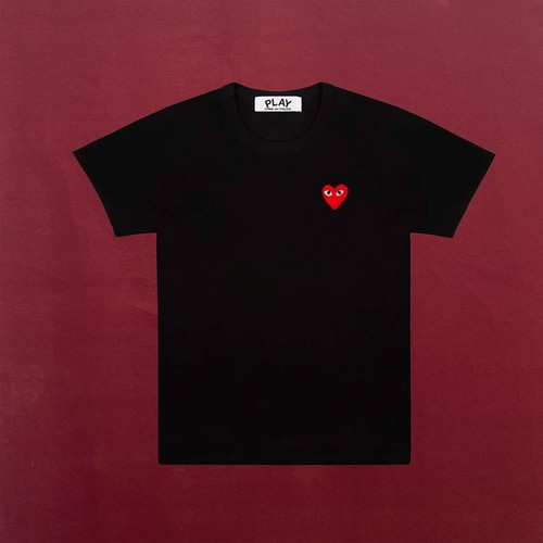 COMME DES GARCONS CDG PLAY RED HEART EYE LOGO BLACK T-SHIRT SIZE LARGE