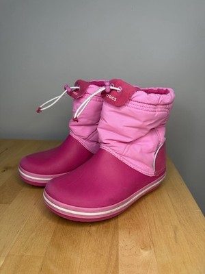 Crocs Kids Snow Boots Crocband Lodgepoint Boot size J2 Hot & Light Pink