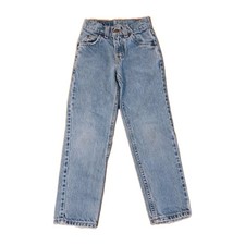 Vintage 90s Levis 31442 Jeans Kids 7 Slim 20x21 DISTRESSED Blue USA White Tab