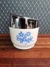 Vintage Gemco Milk Glass Delft Flower Blue Cornflower Sugar Jar Bowl Chrome Lid