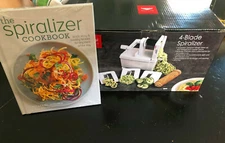 WILLIAMS SONOMA Paderno Vegetable Spiralizer (4 - Blade) + Cookbook -- NIB