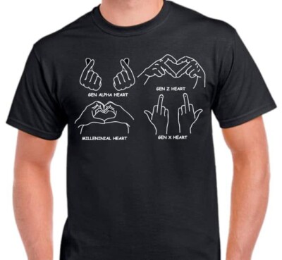 Generations of hearts Gen X Gen Z Gen Alpha T shirt tee | eBay