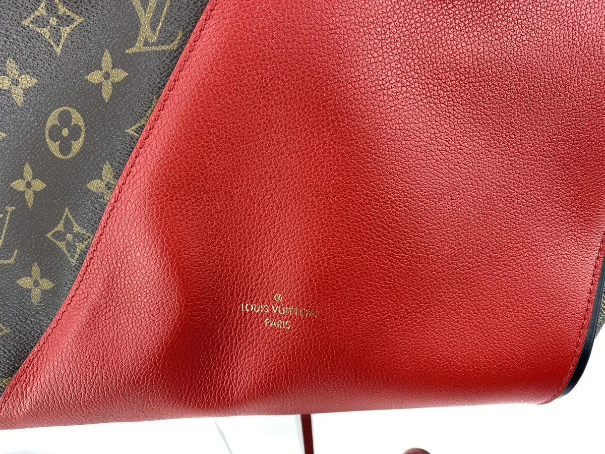 082923 Preloved Louis Vuitton Monogram and Red Leather Kimono mm Handbag DU1176 Off