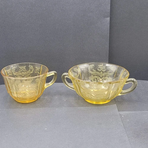 Vintage Federal Yellow Depression Glass Sugar Bowl and Mug