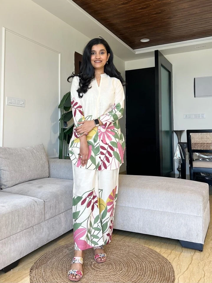 Hermoso Conjunto de Cordón Kurta Flexible de Algodón de Diseñador Mujeres Indias Top Túnica Vestido Kurti Foto 3 de 4