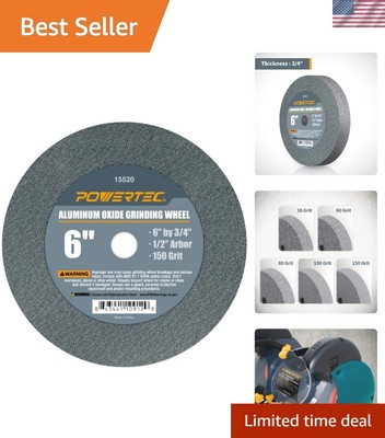 Efficient 6-Inch Aluminum Oxide Grinding Wheel for Tool Sharpening, 150 Grit