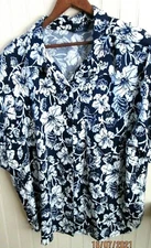 HH. . D.P.S. LADIES SIZE 2X BLOUSE TOP BLUE / WHITE FLORAL