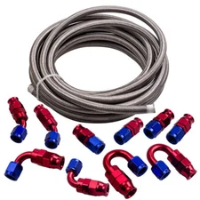 10ft -8AN AN8 PTFE Nylon Fuel Line Hose Kit w/ 10PCS Hose End Fittings Connector