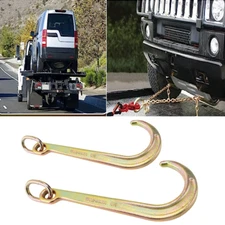 2X 15" Inch J Hook Heavy Duty G70 Tow Axle Strap Wrecker Roll back Clevis Tow