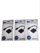 New Lot Of 3 Philips HDMI to VGA Adapter - Black SWV9200E/27