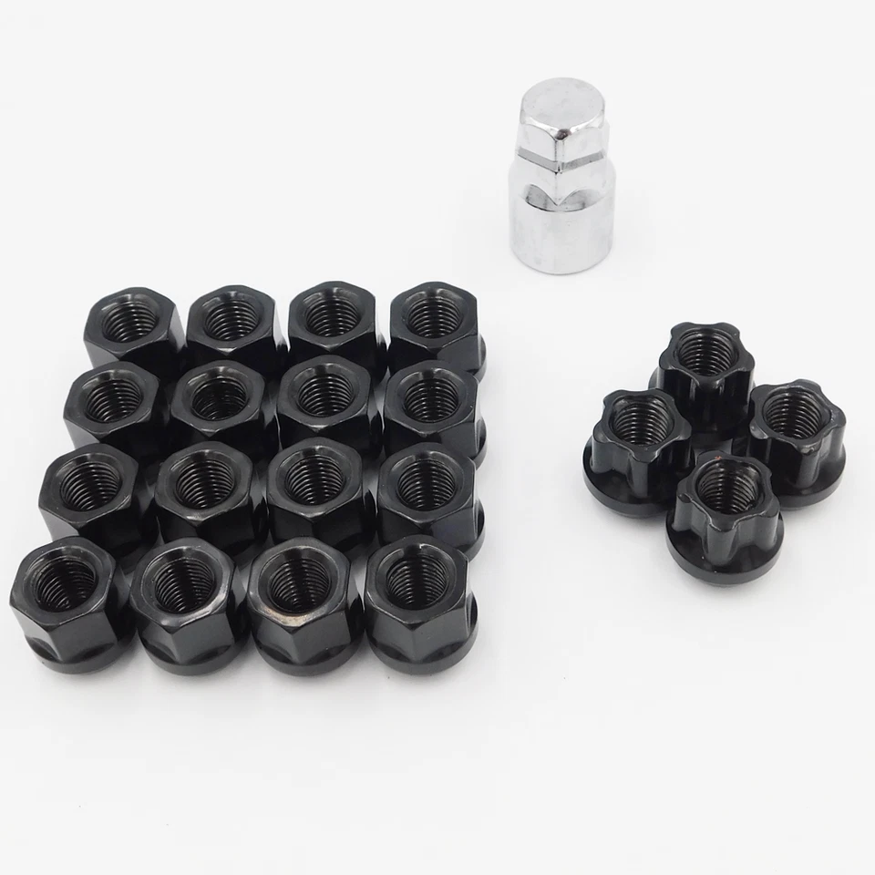 Porcas de roda abertas M12x1.5 pretas x 16 + travas para Toyota Rav 4 Soarer Starlet Wish - Imagem 2 de 4