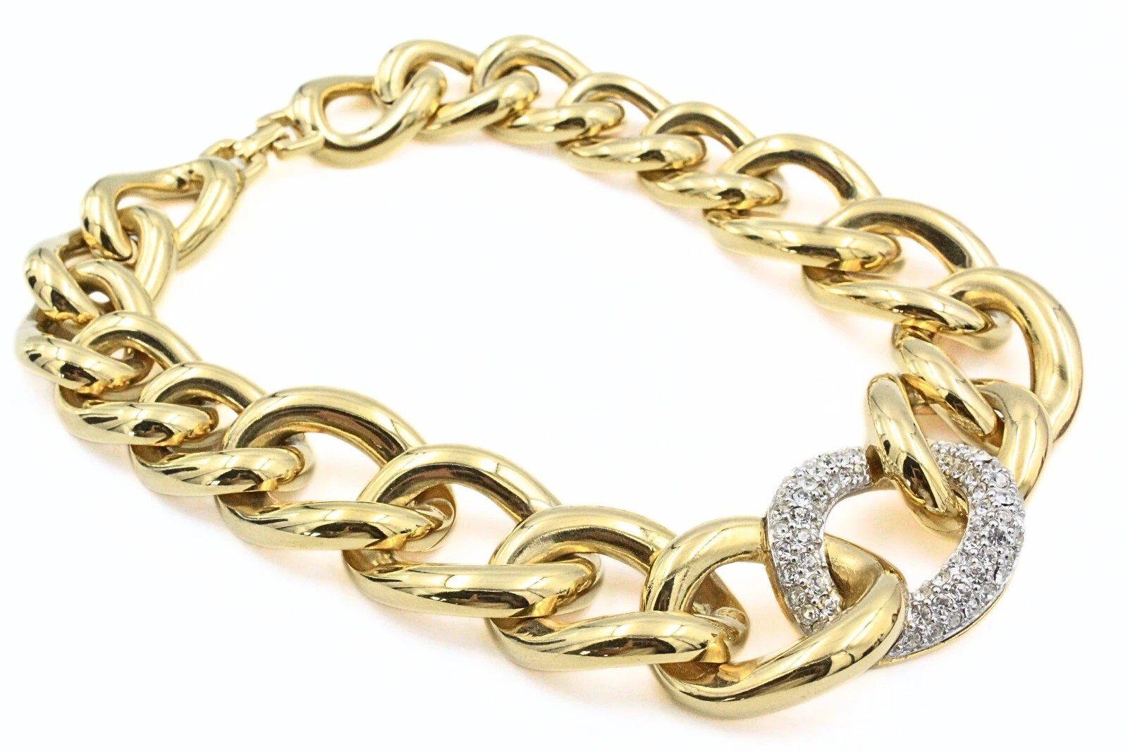 Collana maglia massiccia tono oro strass incrostati firmata GIVENCHY Couture