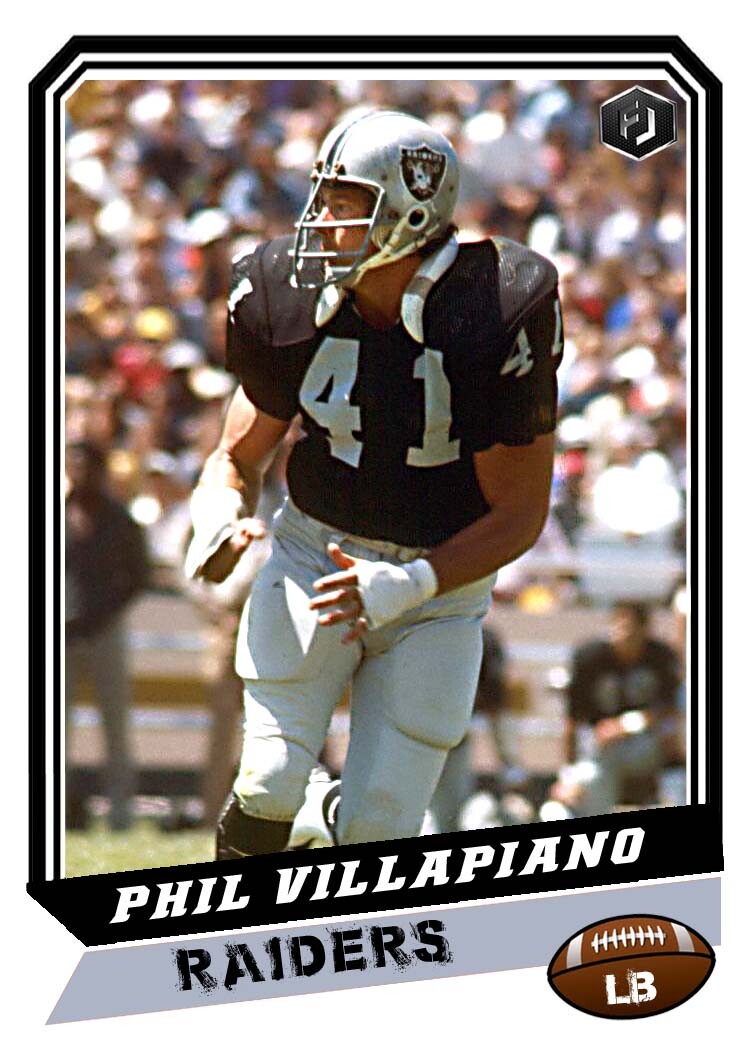 ACEO PHIL VILLAPIANO OAKLAND RAIDERS CUSTOM HAND MADE ART CARD - Main Image