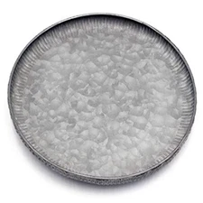 9.8 inch Small Round Galvanized Metal Tray Decorative Tray Corrugated Edges