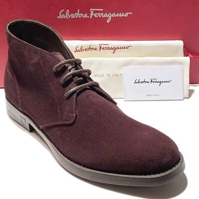 FERRAGAMO Men's 8.5 EE Brown Suede Leather Ankle Chukka FERRAGAMO Men's 8.5 EE Brown Suede Leather Ankle Chukka