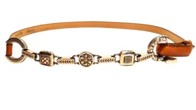 Brighton Belt Small Brown Skinny Leather w/ Gold Silver  display picture 3