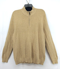Club Room Sweater Mens Size M Tan 1/4 Zip Long Sleeve Pullover