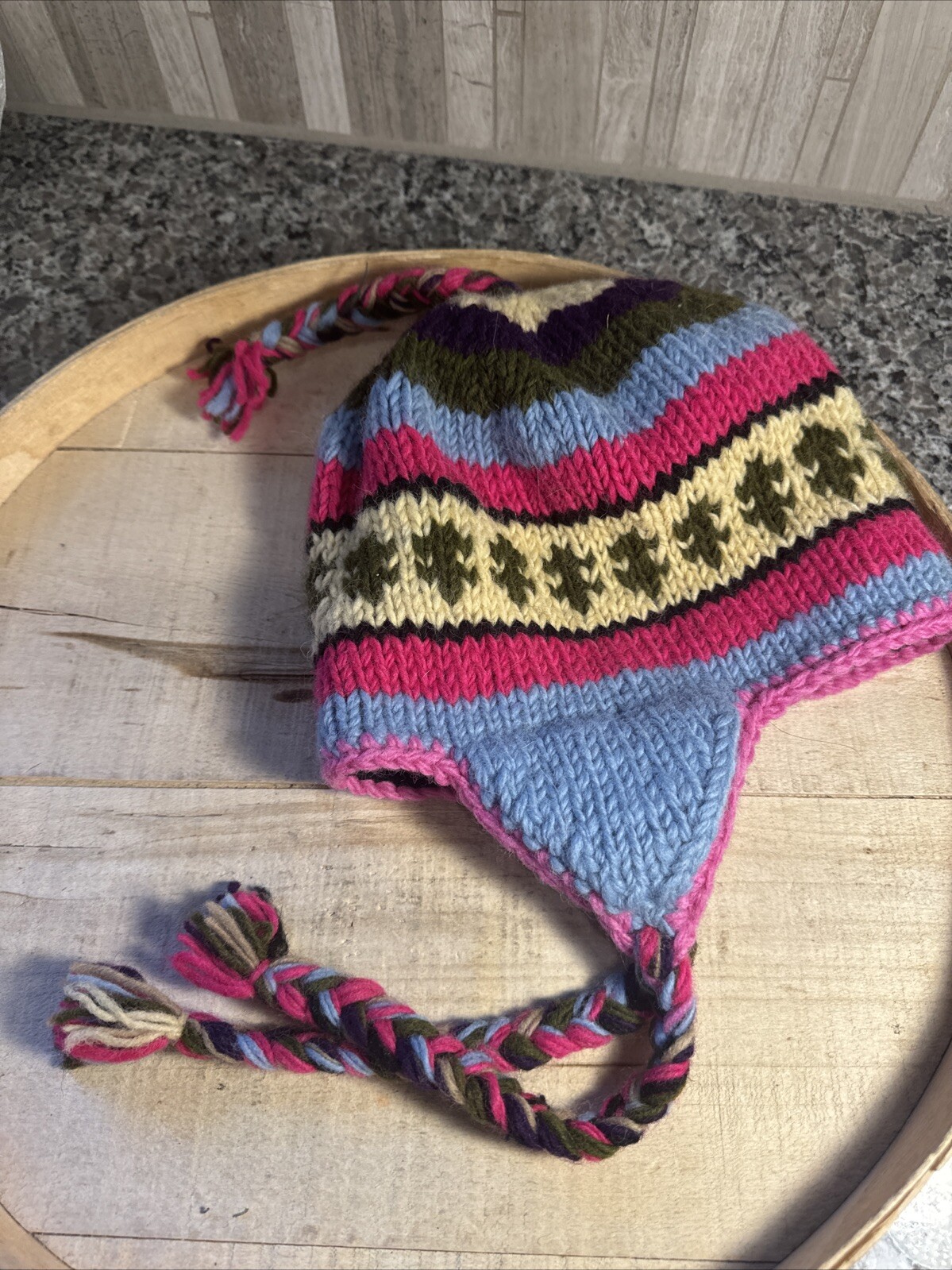 Warm Hand-Knit Wool-Fleece Beanie with Ear Flaps and Tassels from Nepal-image