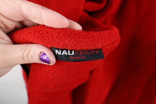 Vintage 90s Nautica Competition Mens XL Spell Out Full Zip Fleece Jacket Red USA - Picture 9 of 13