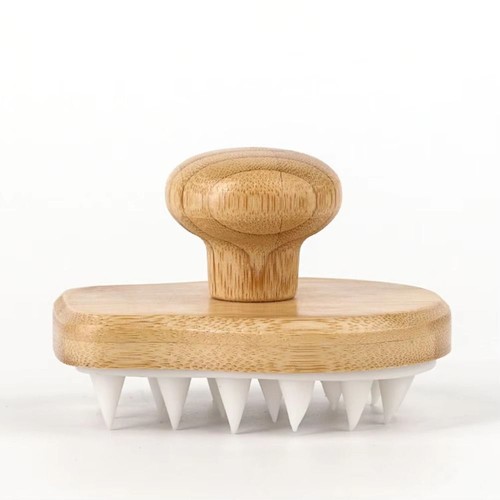 Wood Shampoo Brush Silicone Hair Scalp Massage Comb Scalp Cleaning Scrubber - Picture 5 of 12