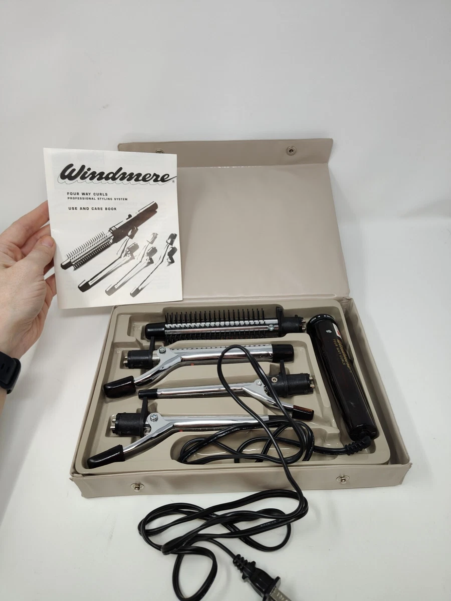 Vintage Windmere Curling Iron 4 Way Curls 4 In 1 Attachments Excellent cond