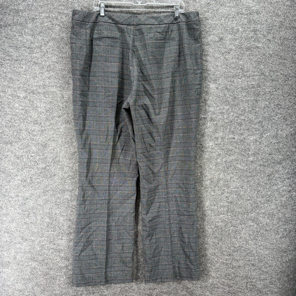 Pantalones de vestir Larry Levine para mujer 18 Plus gris a cuadros tiro alto plisados forrados Foto 2 de 4