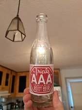 Vintage Triple AAA Root Beer 6 1/2 Oz  ACL  Oklahoma City  Okla Bottle