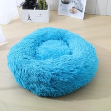 Calming Donut Shaped Pet Bed, Super Soft, Silky Feeling for Dogs and Cats/Blue