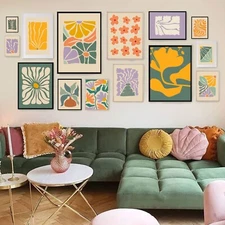 Colorful wall art, printable abstract maximalist art, flower prints, vibrant art