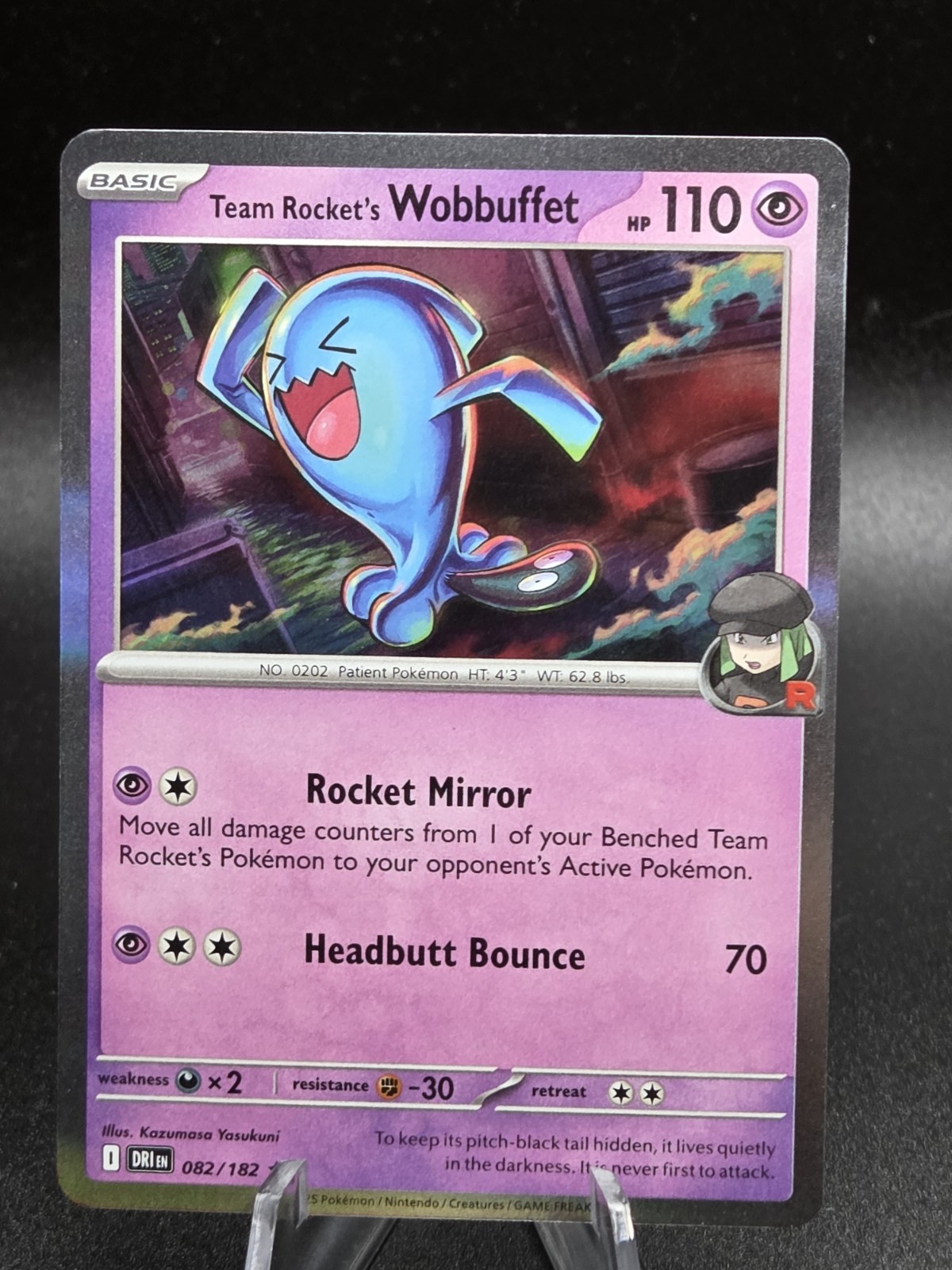 Team Rocket's Wobbuffet 82/182 Holo Destined Rivals -Near Mint- Pokemon TCG