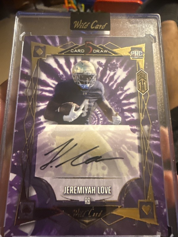 2025 Wild Card 5 Card Draw Jeremiyah Love True 1/1 Purple Tye Dye