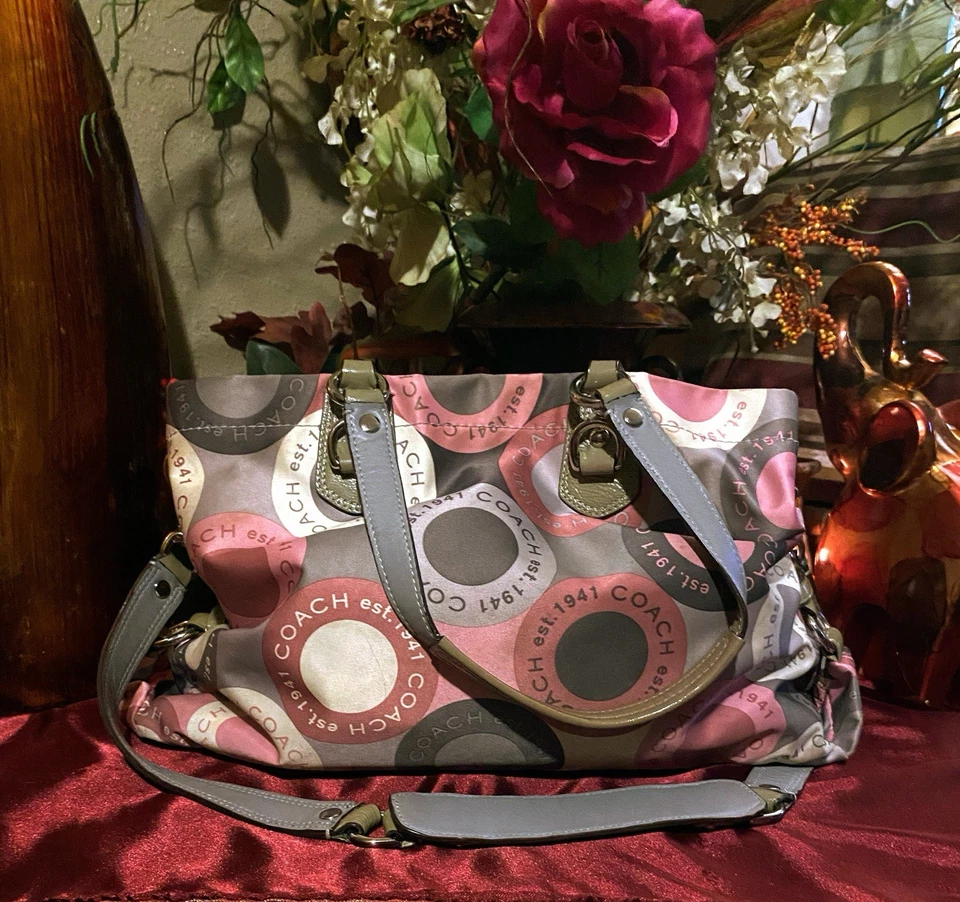 Coach Poppy Circle Print Satchel Multicolor Tote Shoulder Bag - Image 2 of 4