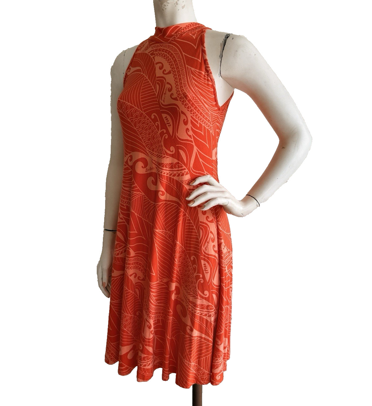 MISSING POLYNESIA Dress Orange Print Hawaiian Alo… - image 6