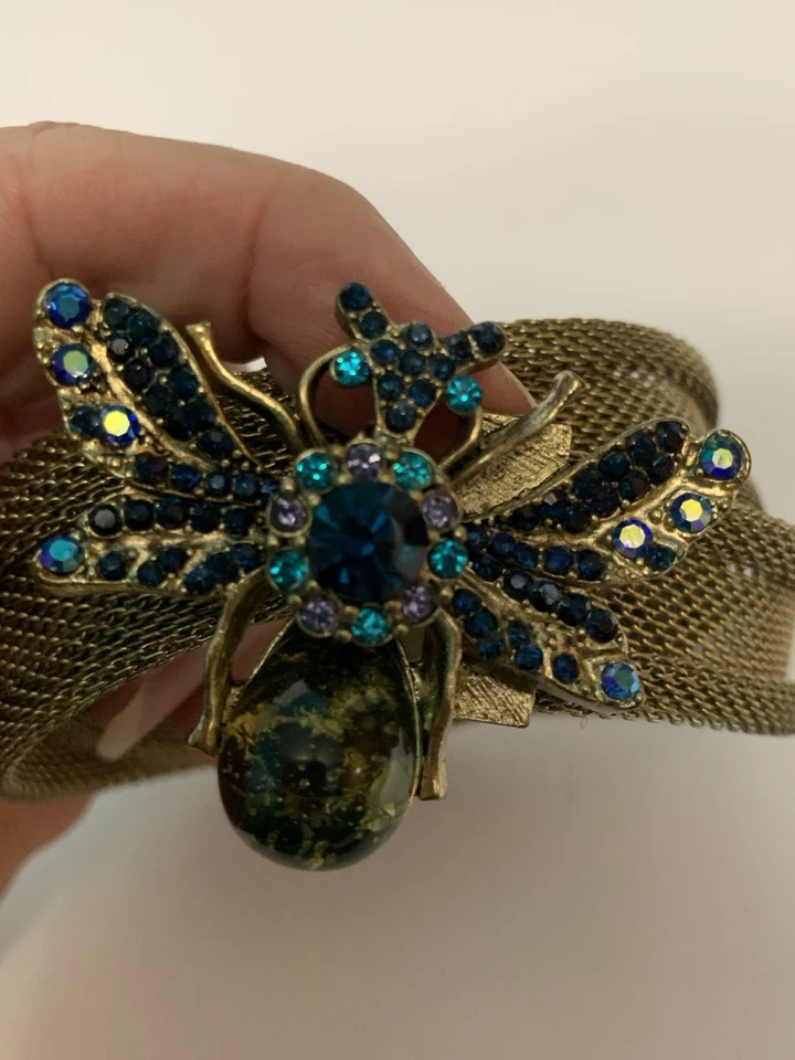 "Broche de malla/abeja tono dorado metal Y2k raro de colección cinturón brillante talla L-XL 45"" retro" Foto 2 de 4