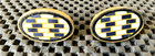 FAUX LAPIS INLAID BLUE AND WHITE GOLD TONE CUFFLINKS VINTAGE 1 1/8" X 3/4" OVAL — photo 1