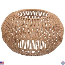 GANAZONO Woven Paper Rope Pendant Light Shade - Rattan Ceiling Cover for Bulbs