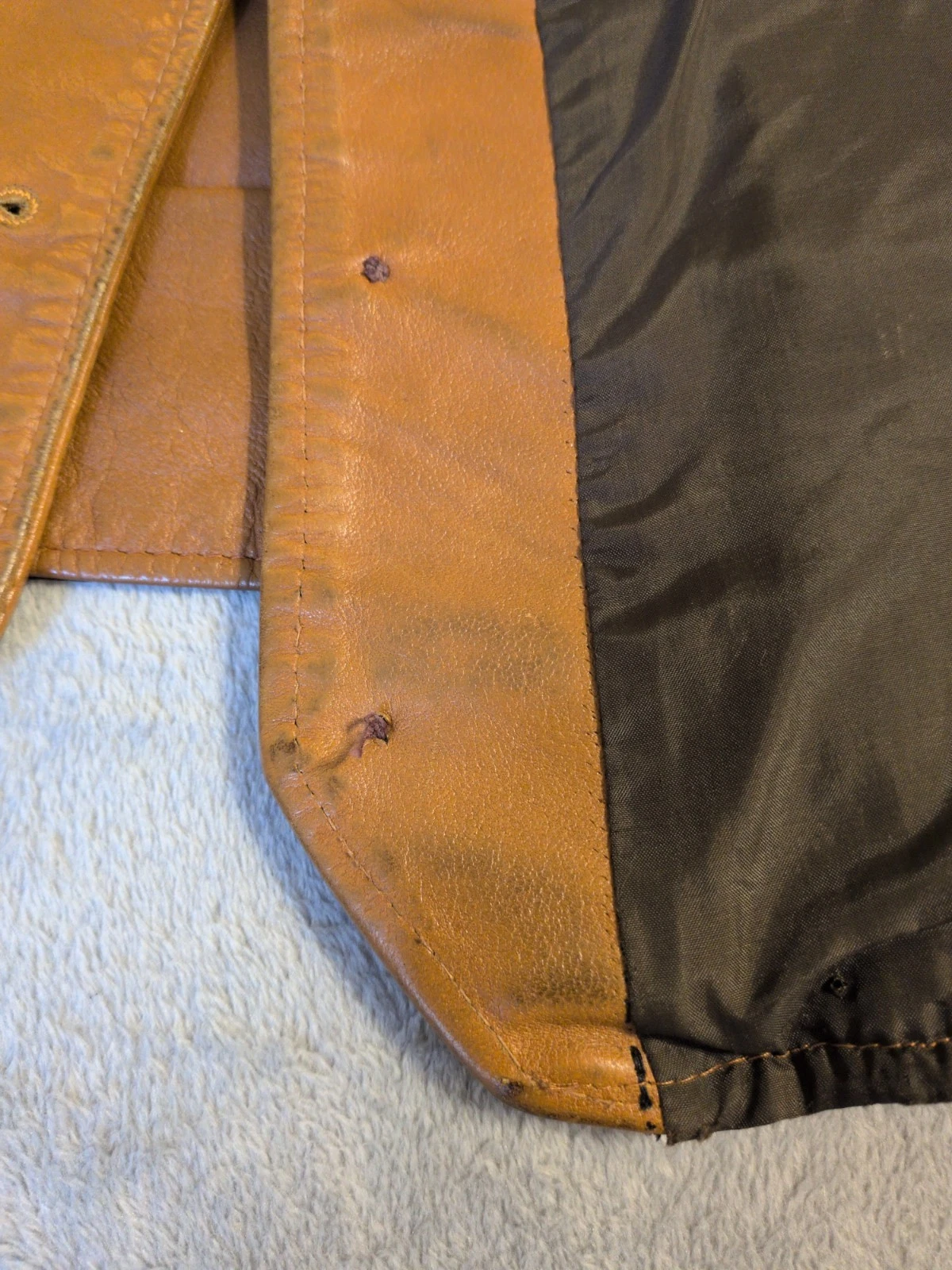 Vtg Rancher Leather Yoke Vest Schott XL USA Distressed Cowboy Cut MC Motorcycle - product detail image 17