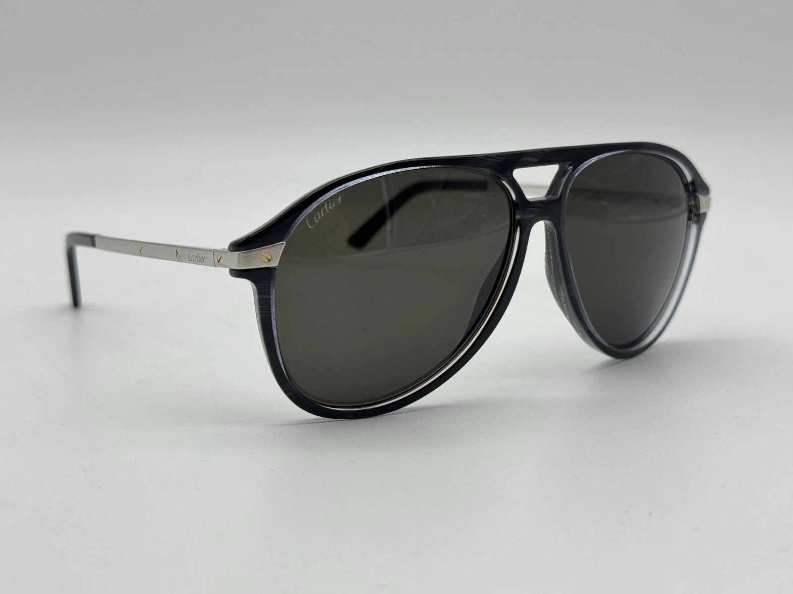 Cartier — SANTOS DE CARTIER PILOT AVIATOR BLUE SUNGLASSES CT0105S NEW 100% GENUINE $1250