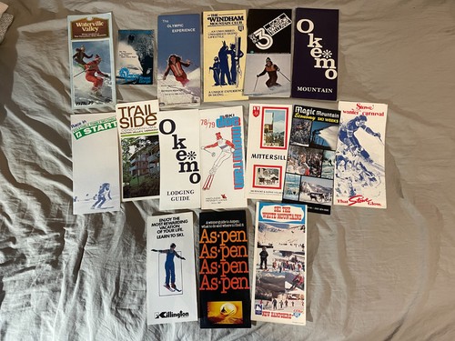 Vintage Snow Skiing Brochure Maps Lot Of 16 Ski Vernon Valley Windham Okemo